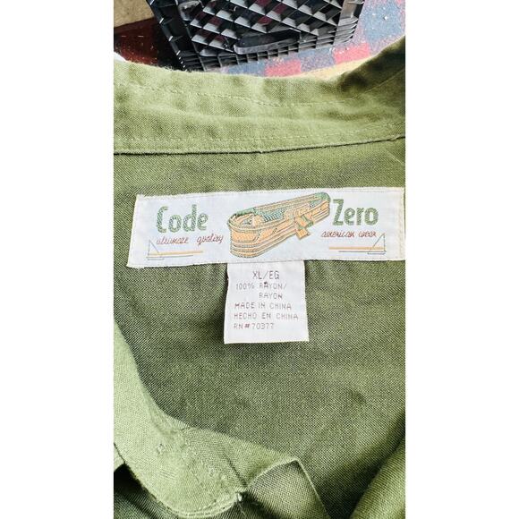 Code Zero XL Green Rayon Shirt 90s Y2K Vibe Soft Boxy Fit Summer Casual - Picture 4 of 4